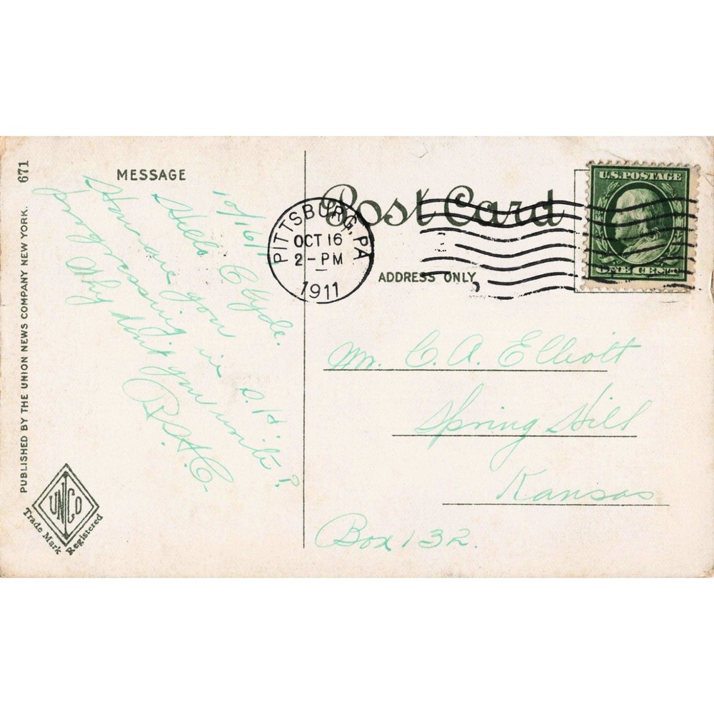 Vintage 1911 Oliver Building Pittsburgh PA Postcard Union News Co 671 - Picture 2 of 2